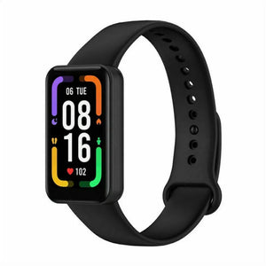 Silicone Strap, black, on a watch, 3/4 front view
