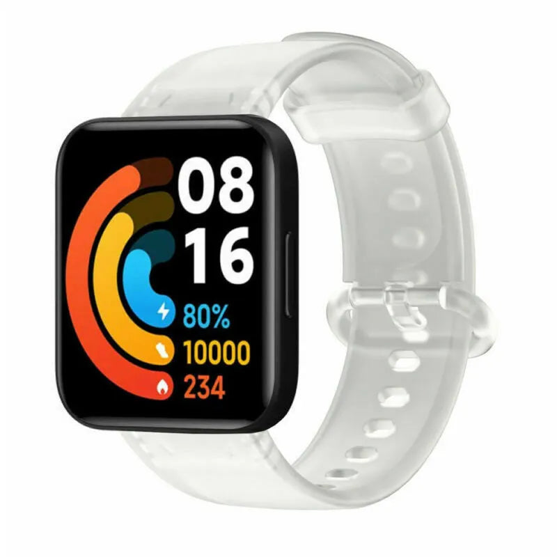 Transparent Silicone Strap, white, on a watch, 3/4 front view