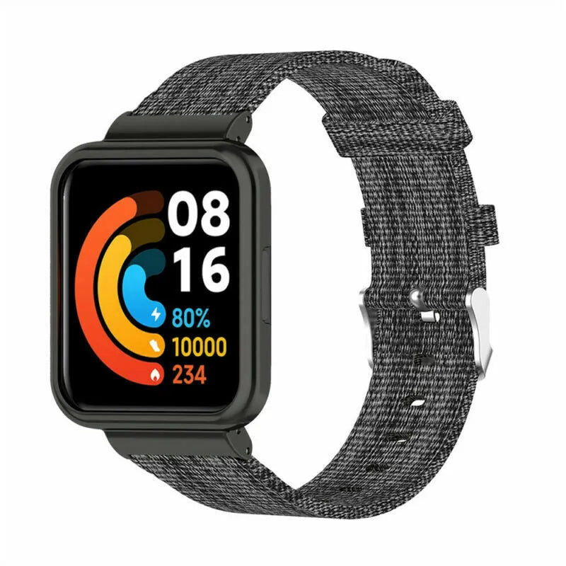Nylon Canvas Strap, grey, on a watch, 3/4 front view