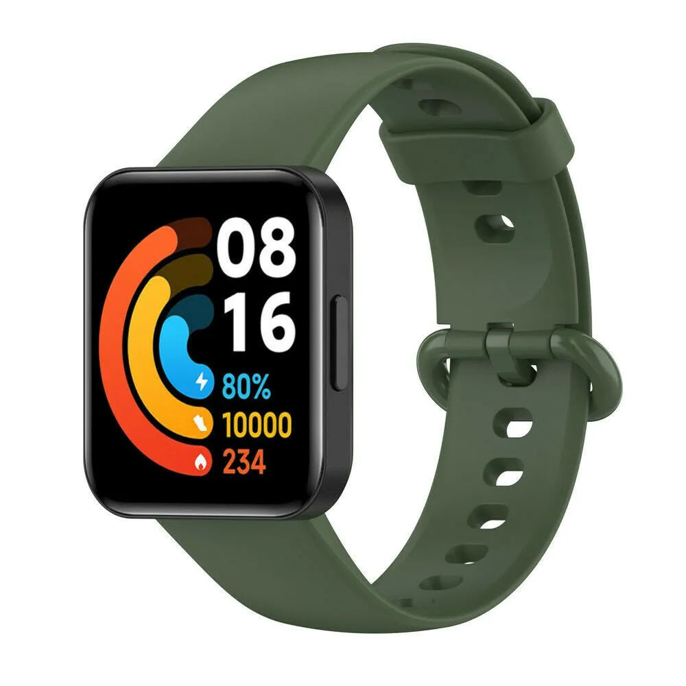 Silicone Strap, green, on a watch, 3/4 front view