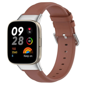 Silicone Leather Strap, brown, on a watch, 3/4 front view