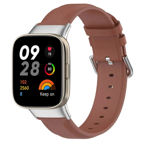 Silicone Leather Strap, brown, on a watch, 3/4 front view