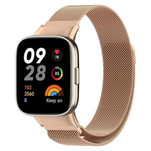 Milanese Strap, rose gold, on a watch, 3/4 front view