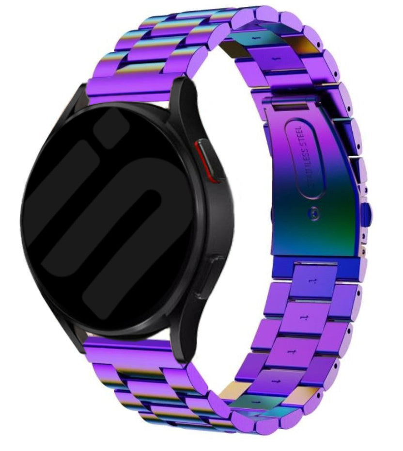 Steel Strap, pearlescent, on a watch, 3/4 front view