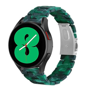 Metal Resin Strap, green, on a watch, 3/4 front view