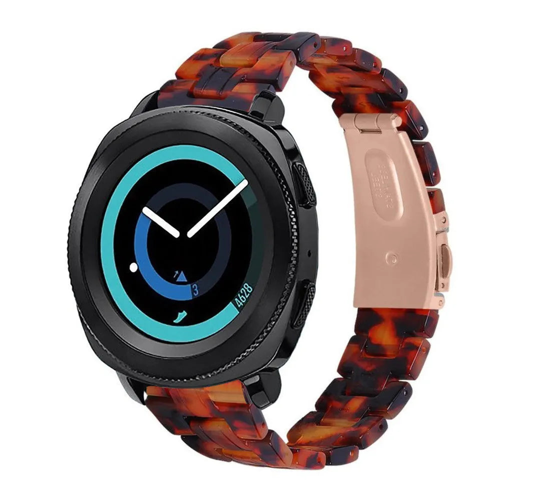 Metal Resin Strap, lava, on a watch, 3/4 front view