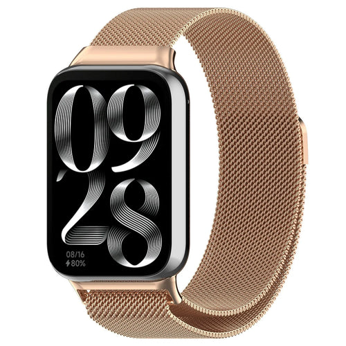 Milanese Strap, rose gold, on a watch, 3/4 front view