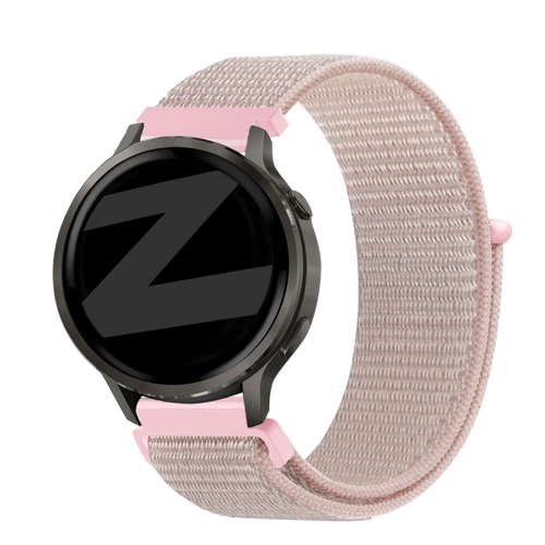 Nylon Loop Strap, rose gold, on a watch, 3/4 front view