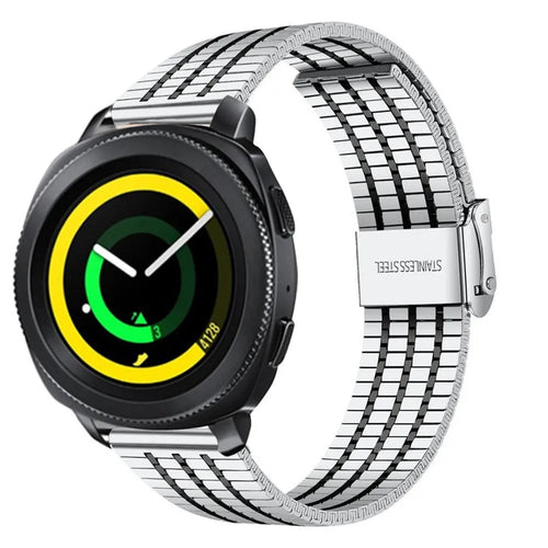 Fine Steel Strap, silver/black, on a watch, 3/4 front view