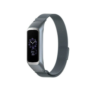 Milanese Strap, space grey, on a watch, 3/4 front view