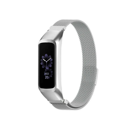 Milanese Strap, silver, on a watch, 3/4 front view