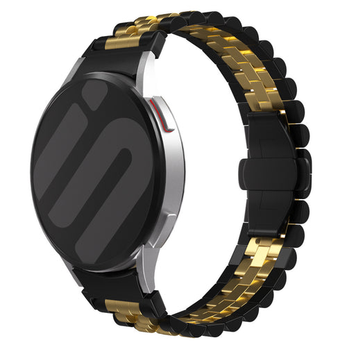Jubilee Steel Strap, black/gold, on a watch, 3/4 front view