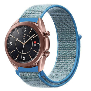 Nylon Strap, blue, on a watch, 3/4 front view