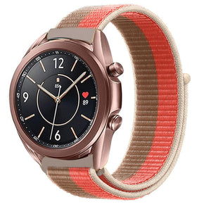 Nylon Strap, pink pomelo, on a watch, 3/4 front view