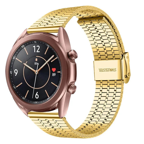 Fine Steel Strap, gold, on a watch, 3/4 front view