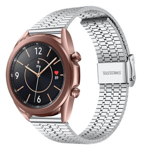 Fine Steel Strap, silver, on a watch, 3/4 front view