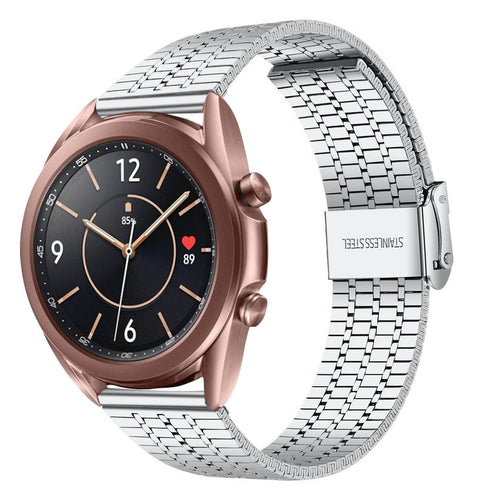 Fine Steel Strap, silver, on a watch, 3/4 front view