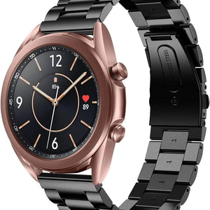 Steel Strap, black, on a watch, 3/4 front view
