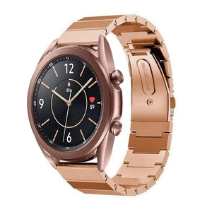 Premium Metal Strap, rose gold, on a watch, 3/4 front view