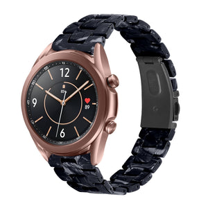 Metal Resin Strap, black/white, on a watch, 3/4 front view