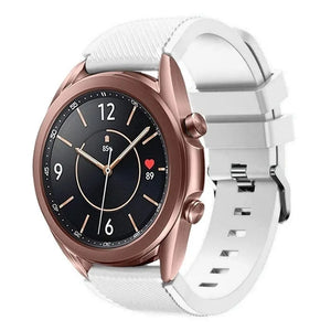 Twill Silicone Strap, white, on a watch, 3/4 front view