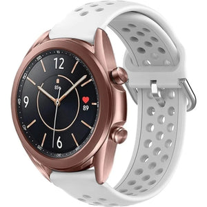 Breathable Silicone Strap, white, on a watch, 3/4 front view
