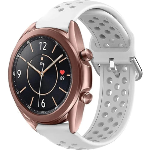 Breathable Silicone Strap, white, on a watch, 3/4 front view