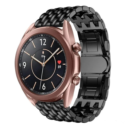 Steel Dragon Strap, black, on a watch, 3/4 front view