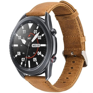 Leather Strap, on a watch, 3/4 front view