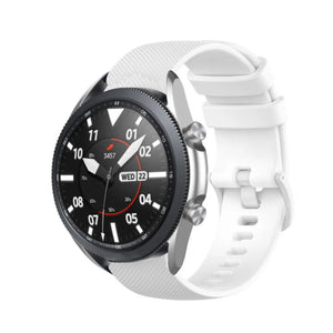 Premium Silicone Strap, white, on a watch, 3/4 front view