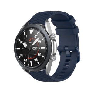 Premium Silicone Strap, dark blue, on a watch, 3/4 front view