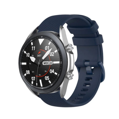 Premium Silicone Strap, dark blue, on a watch, 3/4 front view