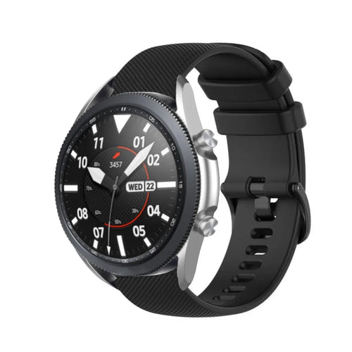 Premium Silicone Strap, black, on a watch, 3/4 front view