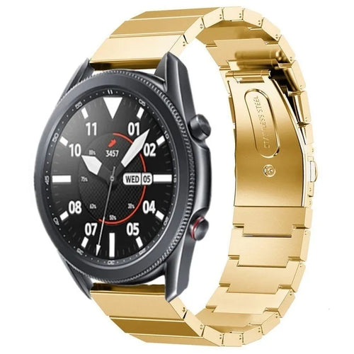 Premium Metal Strap, gold, on a watch, 3/4 front view