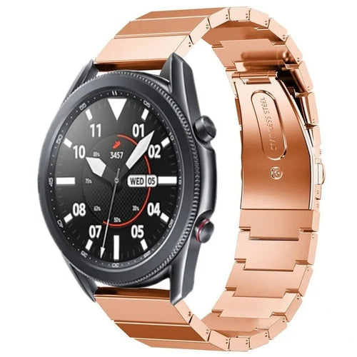 Premium Metal Strap, rose gold, on a watch, 3/4 front view