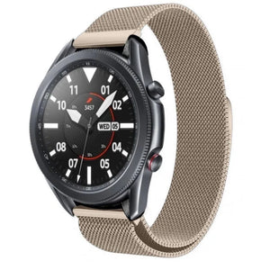 Milanese Strap, champagne, on a watch, 3/4 front view