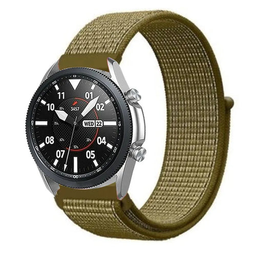 Nylon Strap, olive, on a watch, 3/4 front view