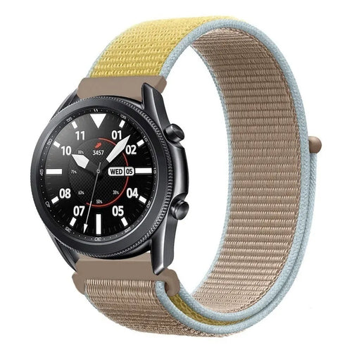 Nylon Strap, camel, on a watch, 3/4 front view