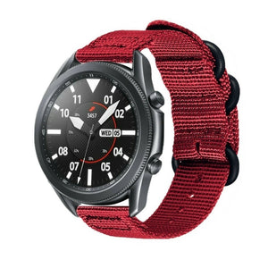 Nylon Buckle Strap, red, on a watch, 3/4 front view