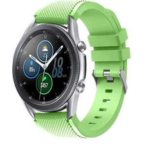 Twill Silicone Strap, light green, on a watch, 3/4 front view