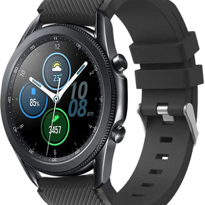 Twill Silicone Strap, black, on a watch, 3/4 front view