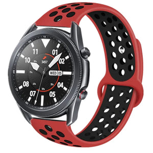 Silicone Sport Strap, red/black, on a watch, 3/4 front view