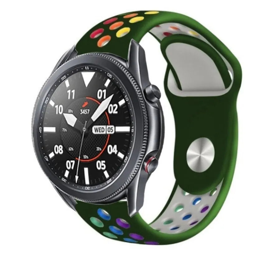 Silicone Sport Strap, on a watch, 3/4 front view