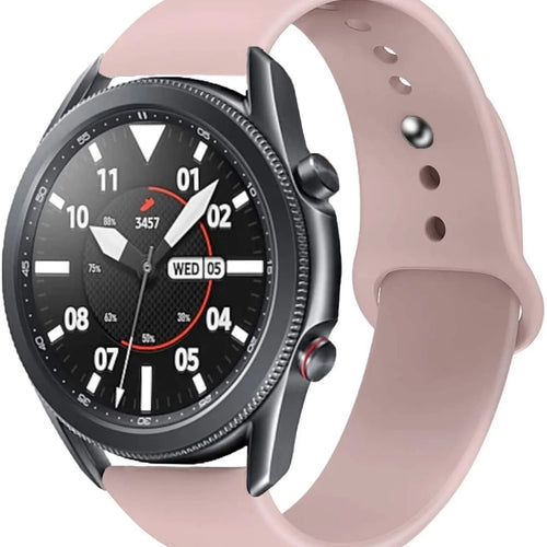 Silicone Sport Strap, pink, on a watch, 3/4 front view