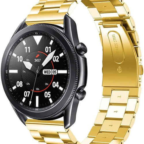 Steel Strap, gold, on a watch, 3/4 front view