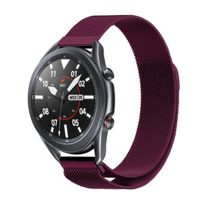 Milanese Strap, purple, on a watch, 3/4 front view