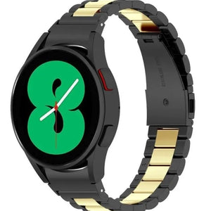 Steel Strap, black/gold, on a watch, 3/4 front view