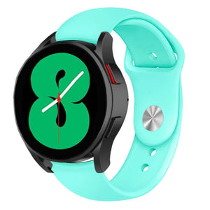 Silicone Sport Strap, aqua, on a watch, 3/4 front view