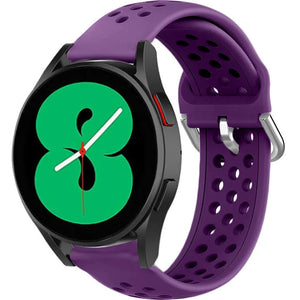 Breathable Silicone Strap, purple, on a watch, 3/4 front view