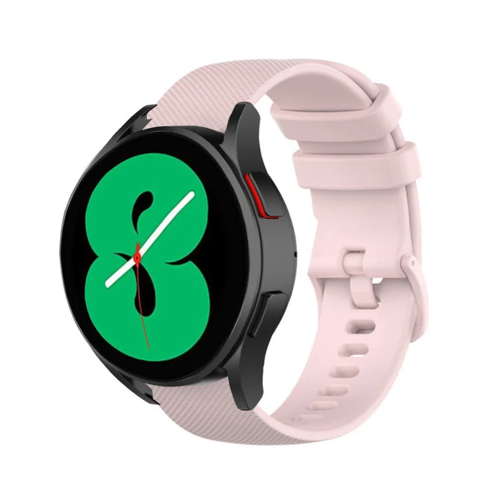 Premium Silicone Strap, pink, on a watch, 3/4 front view